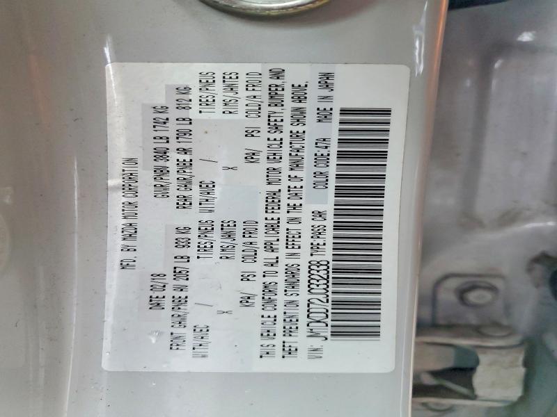 47614856 :رقم المزاد ، JM1DKDD72J0332338 vin ، 2018 Mazda Cx-3 مزاد بيع