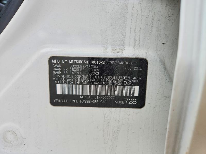 Продаж на аукціоні авто 2015 Mitsubishi Mirage, vin: ML32A3HJ1FH060077, номер лоту: 47537156