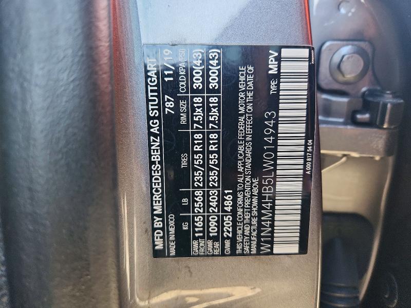 46854356 :رقم المزاد ، W1N4M4HB5LW014943 vin ، 2020 Mercedes-benz Glb مزاد بيع