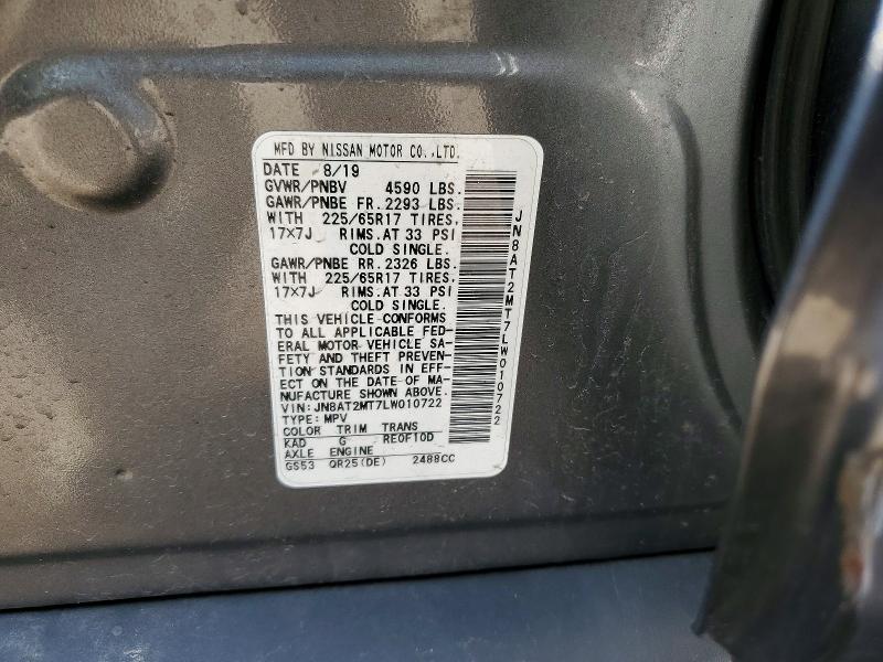 2020 Nissan Rogue მანქანა იყიდება აუქციონზე, vin: JN8AT2MT7LW010722, აუქციონის ნომერი: 47162276