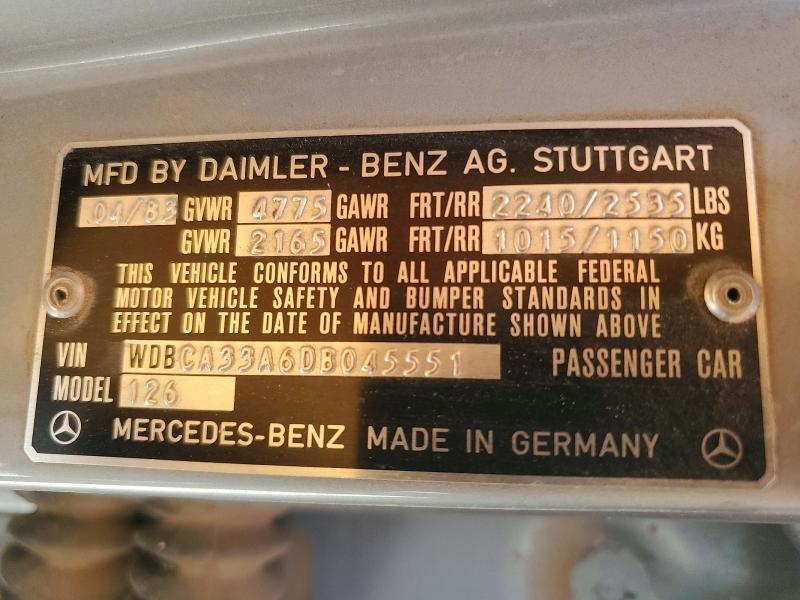 Auction sale of the 1983 Mercedes Benz 380, vin: WDBCA33A6DB045551, lot number: 46434756