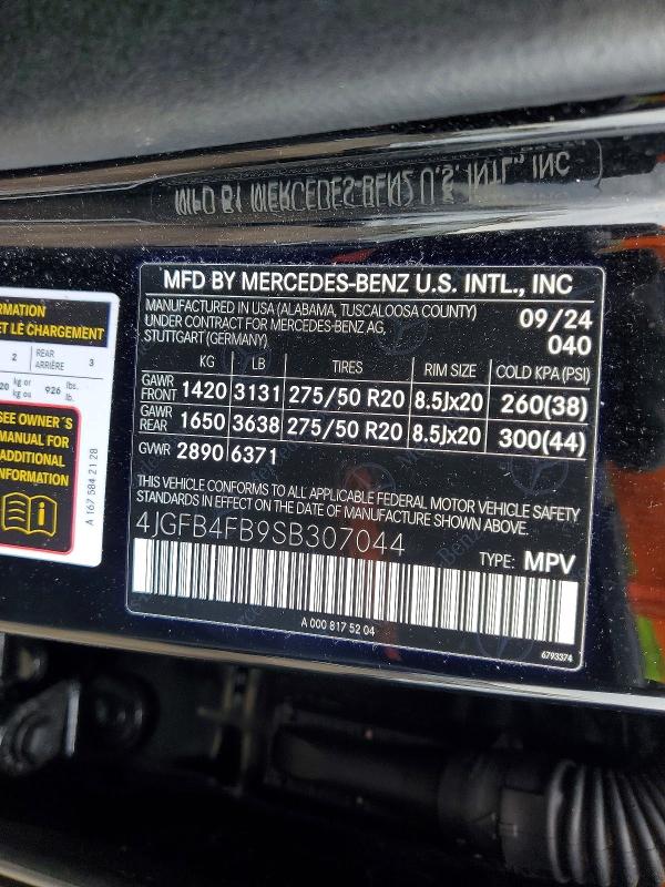2025 Mercedes-benz Gle მანქანა იყიდება აუქციონზე, vin: 4JGFB4FB9SB307044, აუქციონის ნომერი: 46920176