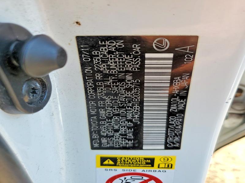 Aukcja sprzedaży 2011 Lexus Ct 200h, vin: JTHKD5BH1B2035715, numer aukcji: 47652316