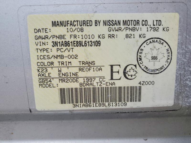 41872966 :رقم المزاد ، 3N1AB61E89L613109 vin ، 2009 Nissan Sentra مزاد بيع