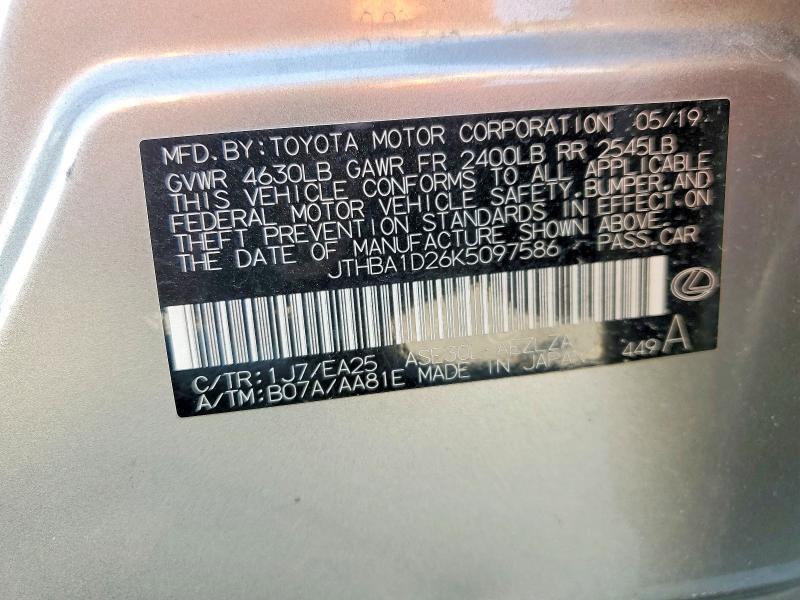 79544095 :رقم المزاد ، JTHBA1D26K5097586 vin ، 2019 Lexus Is 300 مزاد بيع