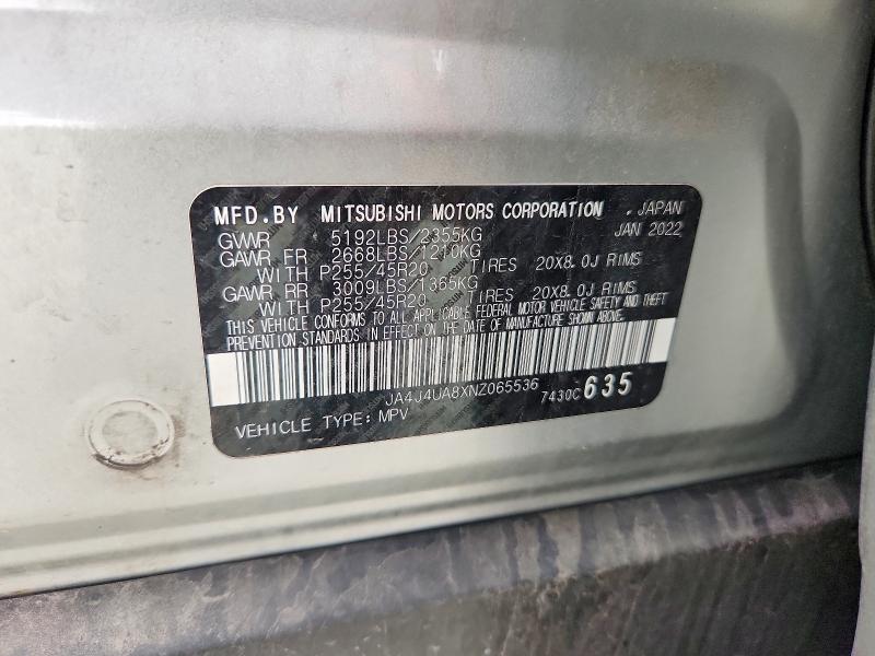 Aukcja sprzedaży 2022 Mitsubishi Outlander, vin: JA4J4UA8XNZ065536, numer aukcji: 47002356