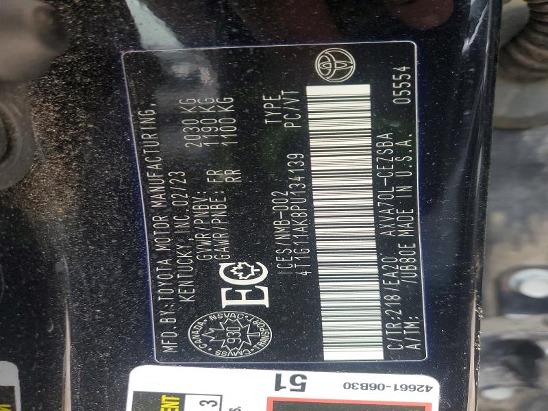 45556626 :رقم المزاد ، 4T1G11AK8PU134139 vin ، 2023 Toyota Camry مزاد بيع
