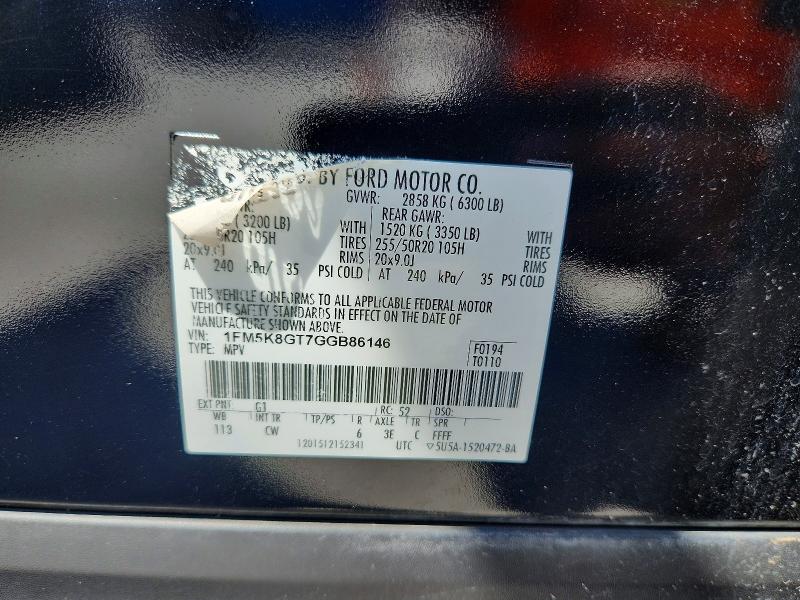 Продаж на аукціоні авто 2016 Ford Explorer, vin: 1FM5K8GT7GGB86146, номер лоту: 45777746