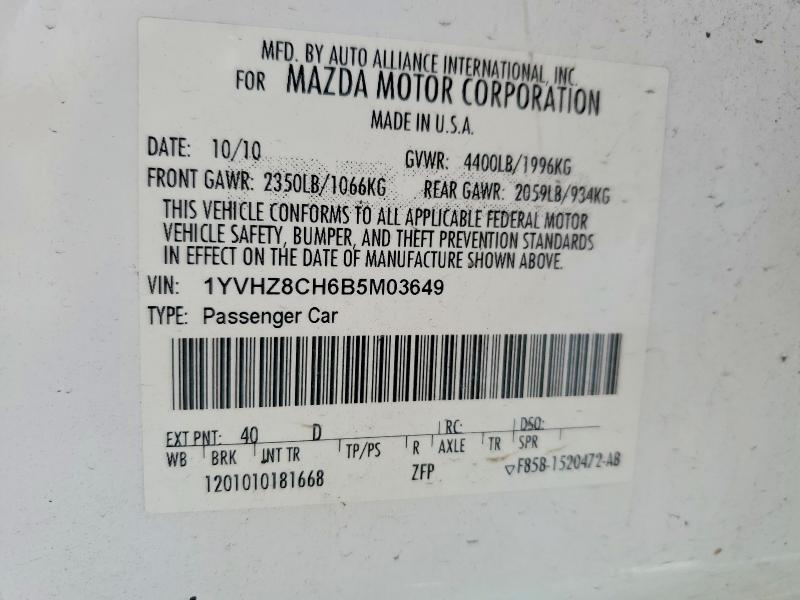 Aukcja sprzedaży 2011 Mazda 6, vin: 1YVHZ8CH6B5M03649, numer aukcji: 47538886