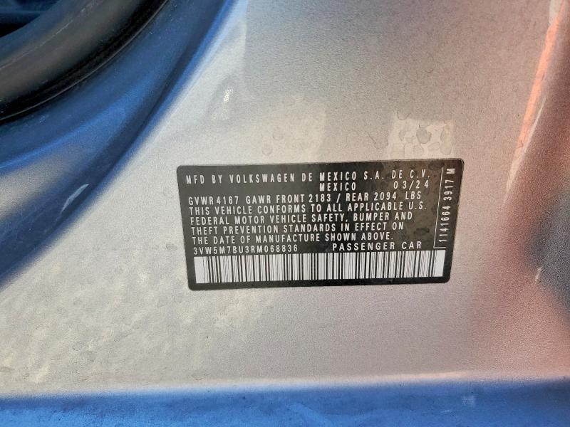 41589636 :رقم المزاد ، 3VW5M7BU3RM068836 vin ، 2024 Volkswagen Jetta مزاد بيع