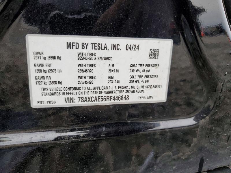 41717416 :رقم المزاد ، 7SAXCAE56RF446848 vin ، 2024 Tesla Model X مزاد بيع