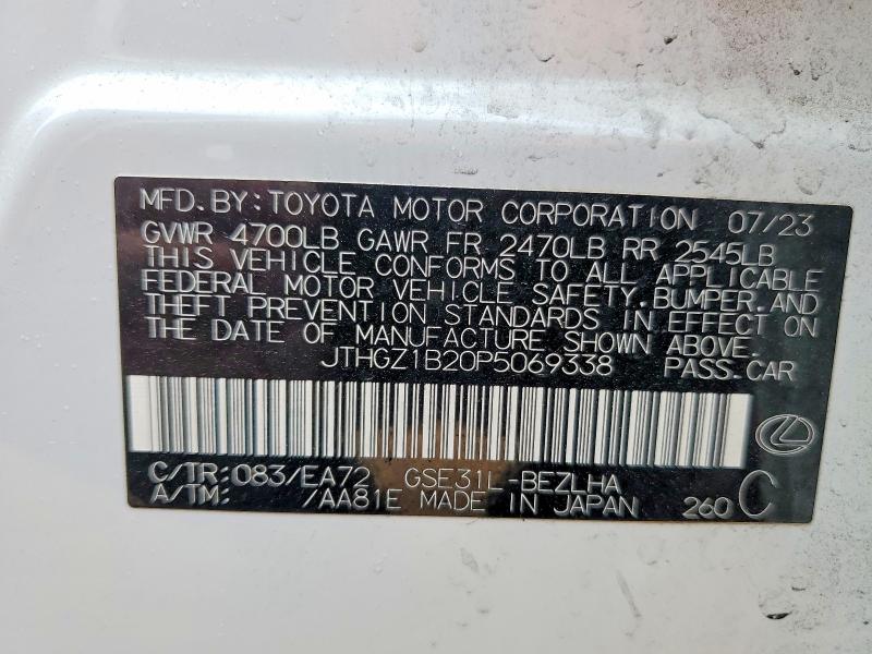 41911746 :رقم المزاد ، JTHGZ1B20P5069338 vin ، 2023 Lexus Is 350 مزاد بيع