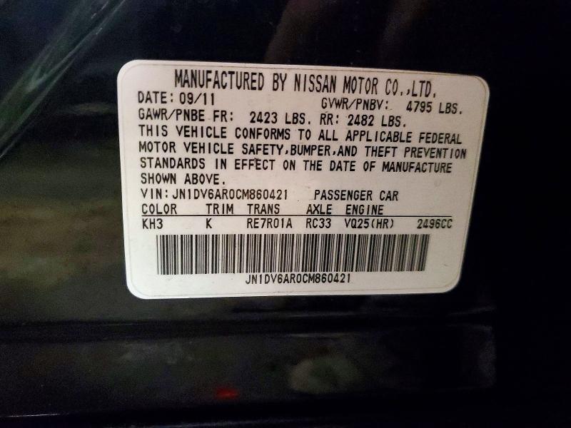 79529835 :رقم المزاد ، JN1DV6AR0CM860421 vin ، 2012 Infiniti G25 Sedan مزاد بيع