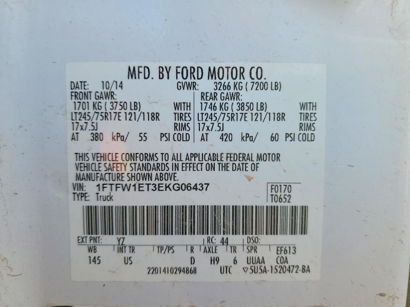 Aukcja sprzedaży 2014 Ford F150, vin: 1FTFW1ET3EKG06437, numer aukcji: 45821756