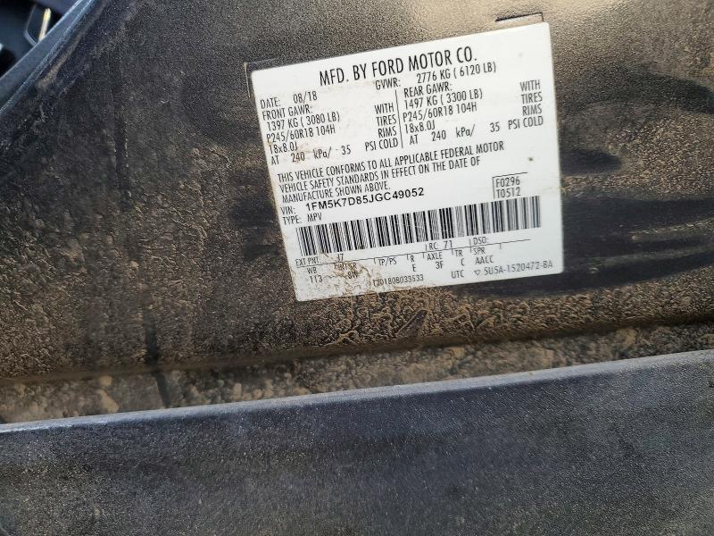 Aukcja sprzedaży 2018 Ford Explorer, vin: 1FM5K7D85JGC49052, numer aukcji: 41783286