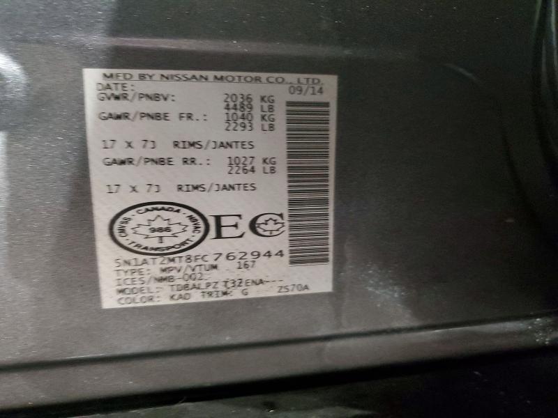 45670046 :رقم المزاد ، 5N1AT2MT8FC762944 vin ، 2015 Nissan Rogue مزاد بيع