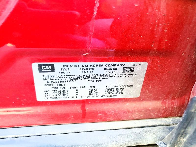 2015 Buick Encore მანქანა იყიდება აუქციონზე, vin: KL4CJESB6FB233040, აუქციონის ნომერი: 47073006