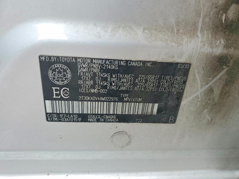 Продаж на аукціоні авто 2010 Toyota Rav4, vin: 2T3DK4DV4AW022976, номер лоту: 46886136