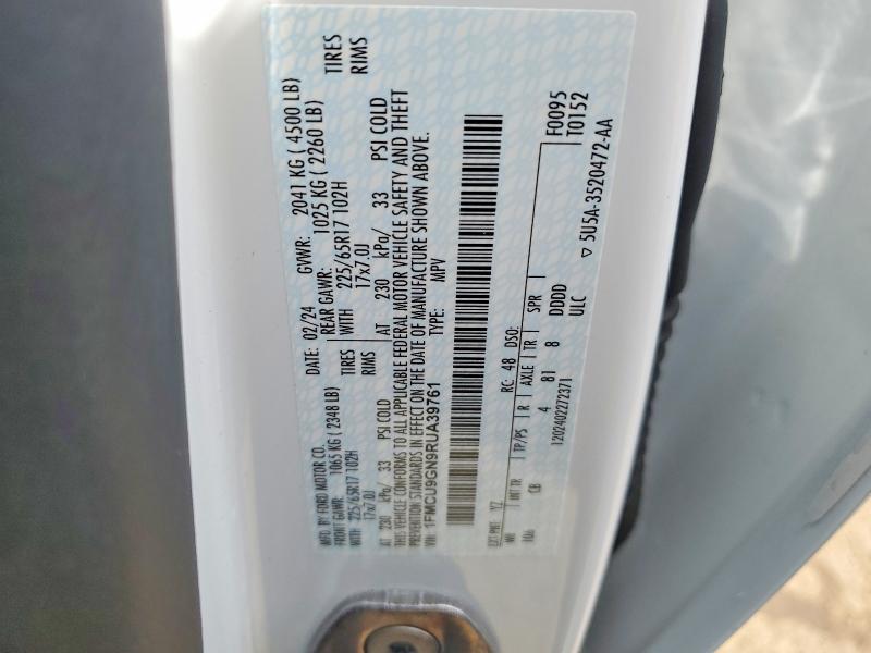 Продажа на аукционе авто 2024 Ford Escape, vin: 1FMCU9GN9RUA39761, номер лота: 47292586