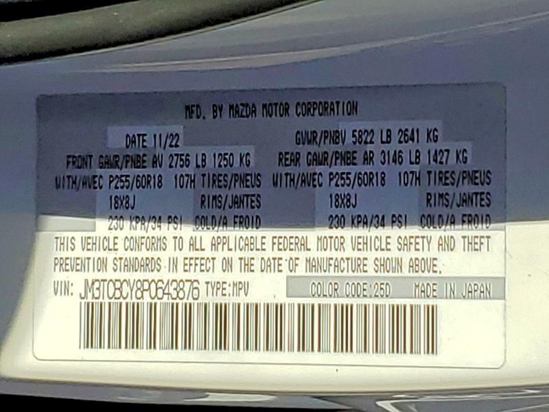46305436 :رقم المزاد ، JM3TCBCY8P0643876 vin ، 2023 Mazda Cx-9 مزاد بيع