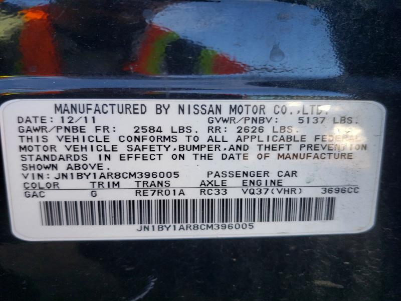 Aukcja sprzedaży 2012 Infiniti M37, vin: JN1BY1AR8CM396005, numer aukcji: 46240746