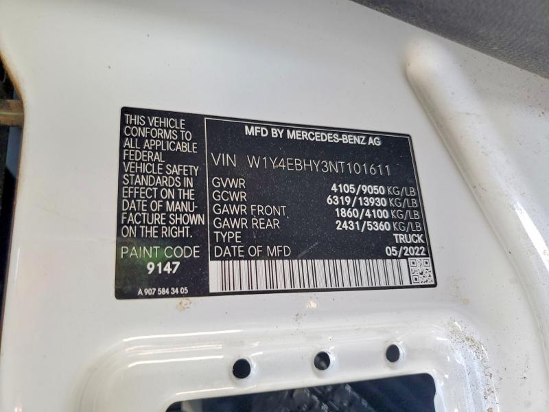 Aukcja sprzedaży 2022 Mercedes Benz Sprinter, vin: W1Y4EBHY3NT101611, numer aukcji: 46042546