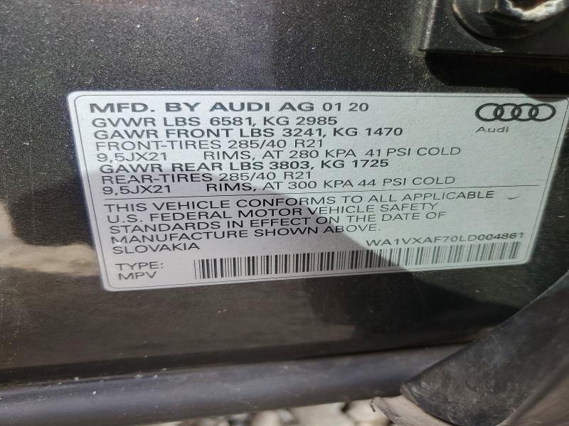 Aukcja sprzedaży 2020 Audi Q7, vin: WA1VXAF70LD004861, numer aukcji: 47438046