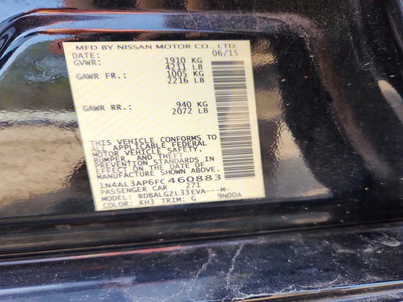 Продаж на аукціоні авто 2015 Nissan Altima, vin: 1N4AL3AP6FC460883, номер лоту: 79801695
