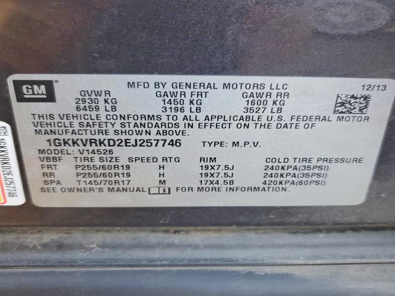 2014 Gmc Acadia მანქანა იყიდება აუქციონზე, vin: 1GKKVRKD2EJ257746, აუქციონის ნომერი: 46712136
