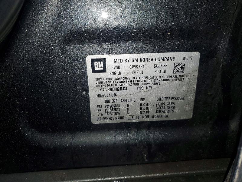 46110176 :رقم المزاد ، KL4CJFSB0HB240431 vin ، 2017 Buick Encore مزاد بيع