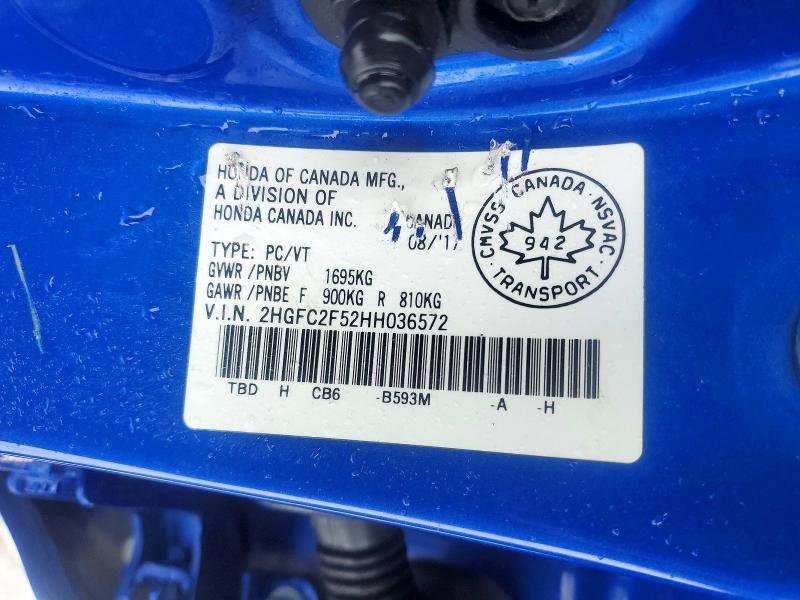 Продаж на аукціоні авто 2017 Honda Civic Lx 4dr, vin: 2HGFC2F52HH036572, номер лоту: 79778085