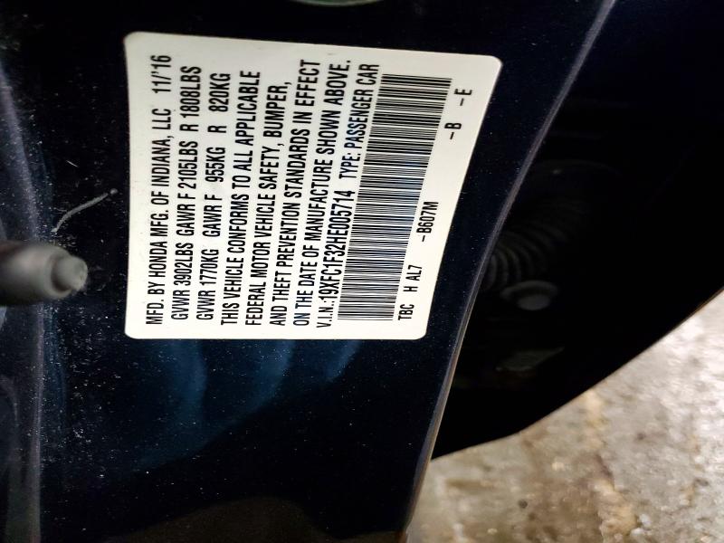 Aukcja sprzedaży 2017 Honda Civic, vin: 19XFC1F32HE005714, numer aukcji: 48153006