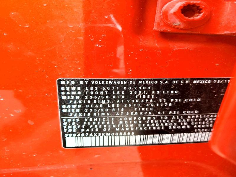 46523686 :رقم المزاد ، 3VV4B7AX3KM008899 vin ، 2019 Volkswagen Tiguan مزاد بيع