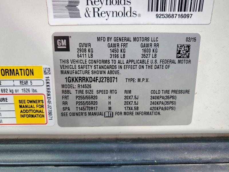 Продаж на аукціоні авто 2015 Gmc Acadia, vin: 1GKKRRKD4FJ278071, номер лоту: 47451176