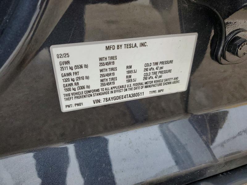 2026 Tesla Model Y მანქანა იყიდება აუქციონზე, vin: 7SAYGDEE4TA380511, აუქციონის ნომერი: 46210696