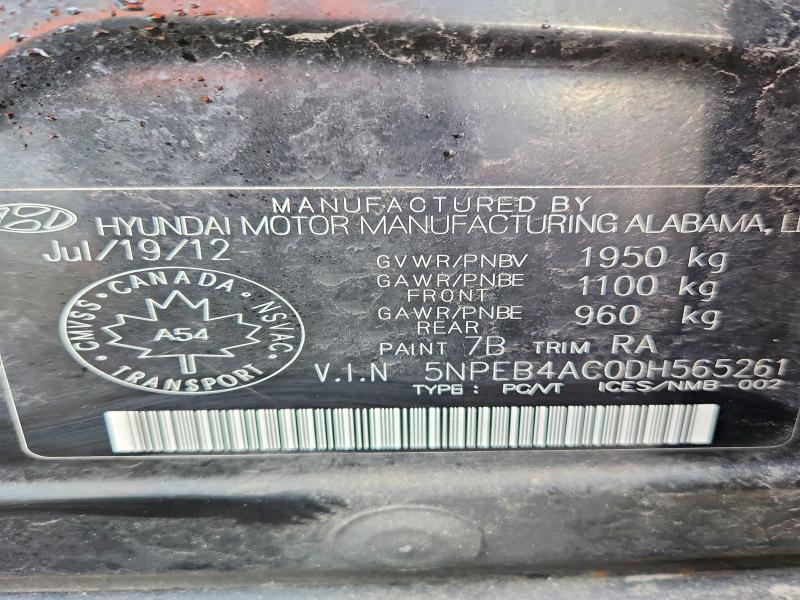 Aukcja sprzedaży 2013 Hyundai Sonata, vin: 5NPEB4AC0DH565261, numer aukcji: 79453855