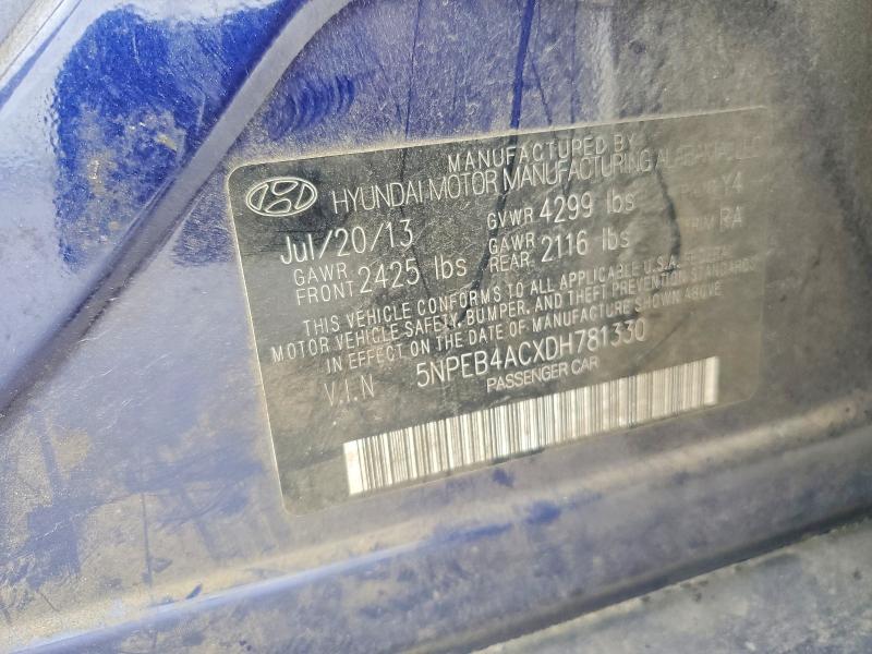 2013 Hyundai Sonata მანქანა იყიდება აუქციონზე, vin: 5NPEB4ACXDH781330, აუქციონის ნომერი: 47340616