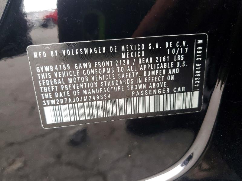 47514626 :رقم المزاد ، 3VW2B7AJ0JM249834 vin ، 2018 Volkswagen Jetta مزاد بيع