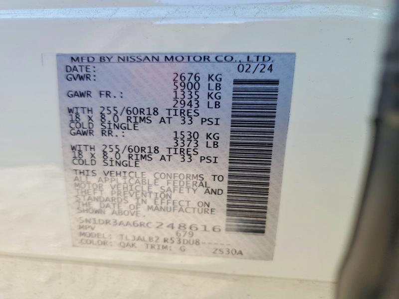 Aukcja sprzedaży 2024 Nissan Pathfinder, vin: 5N1DR3AA6RC248616, numer aukcji: 48388136