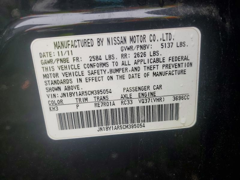 Aukcja sprzedaży 2012 Infiniti M37, vin: JN1BY1AR5CM395054, numer aukcji: 41761996