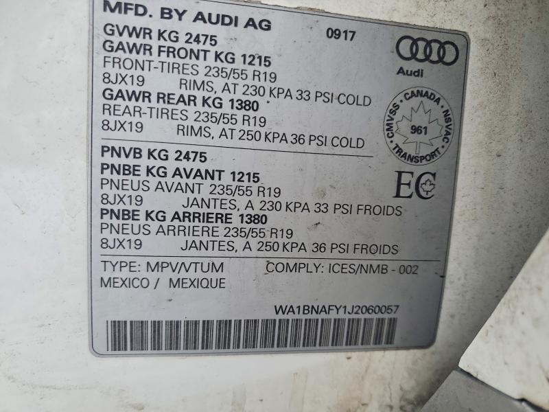 Продажа на аукционе авто 2018 Audi Q5, vin: WA1BNAFY1J2060057, номер лота: 46510356