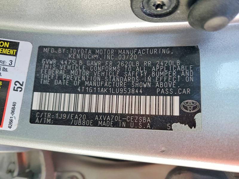 Продажа на аукционе авто 2020 Toyota Camry, vin: 4T1G11AK1LU953844, номер лота: 46885636