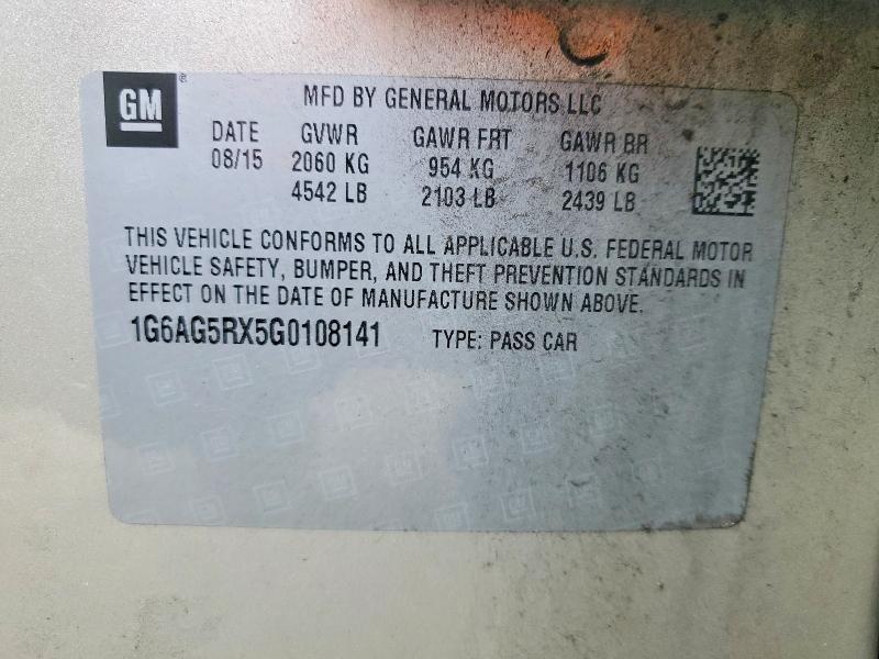 48169406 :رقم المزاد ، 1G6AG5RX5G0108141 vin ، 2016 Cadillac Ats مزاد بيع