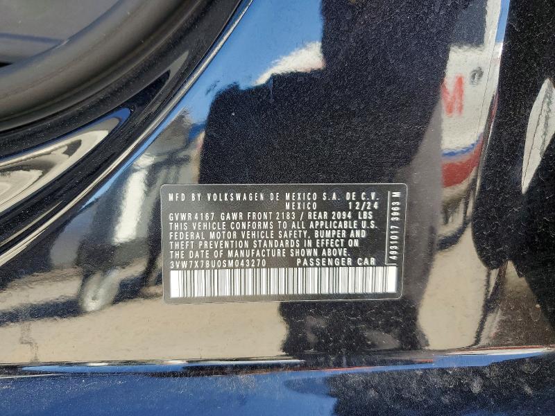 2025 Volkswagen Jetta მანქანა იყიდება აუქციონზე, vin: 3VW7X7BU0SM043270, აუქციონის ნომერი: 41592646