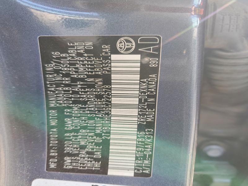 Aukcja sprzedaży 2016 Toyota Corolla, vin: 2T1BURHE3GC722578, numer aukcji: 47824686