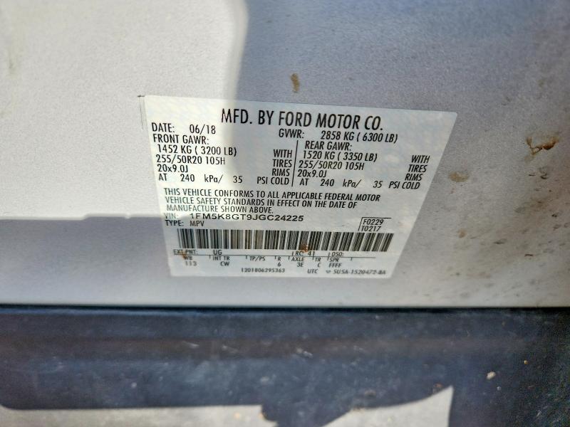 Aukcja sprzedaży 2018 Ford Explorer, vin: 1FM5K8GT9JGC24225, numer aukcji: 48057346