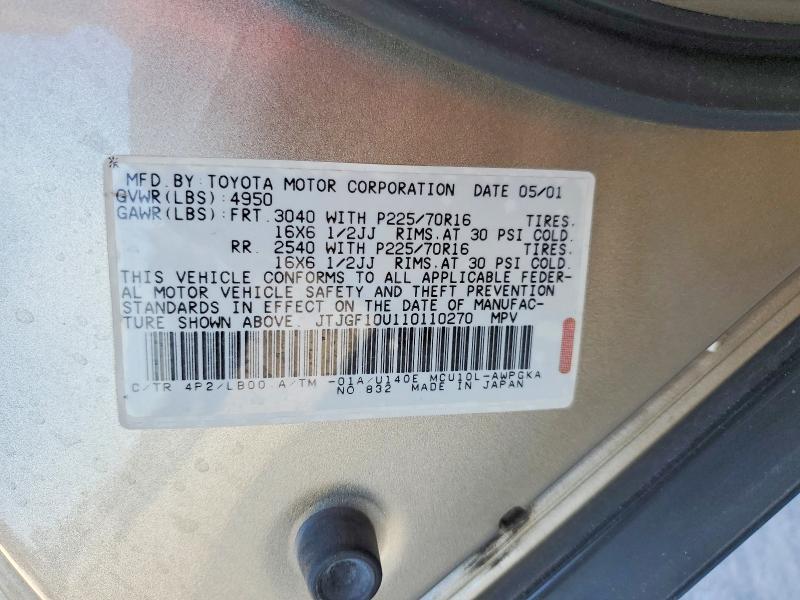 Продаж на аукціоні авто 2001 Lexus Rx 300, vin: JTJGF10U110110270, номер лоту: 47333566