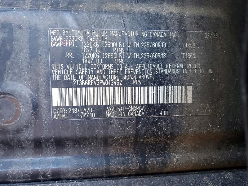 2023 Toyota Rav4 Hybrid მანქანა იყიდება აუქციონზე, vin: 2T3B6RFV3PW043462, აუქციონის ნომერი: 47737396