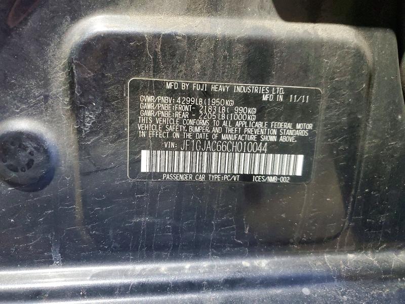 Продаж на аукціоні авто 2012 Subaru Impreza, vin: JF1GJAC66CH010044, номер лоту: 47365836