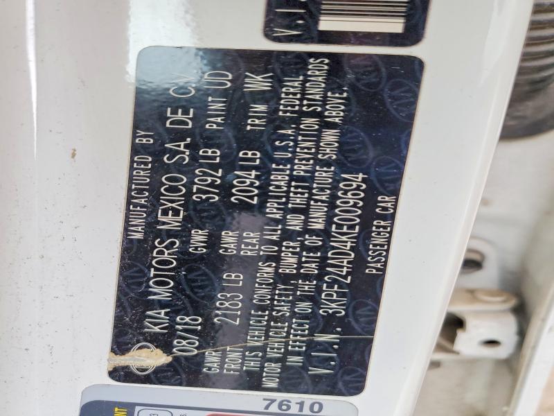 79039515 :رقم المزاد ، 3KPF24AD4KE009694 vin ، 2019 Kia Forte مزاد بيع